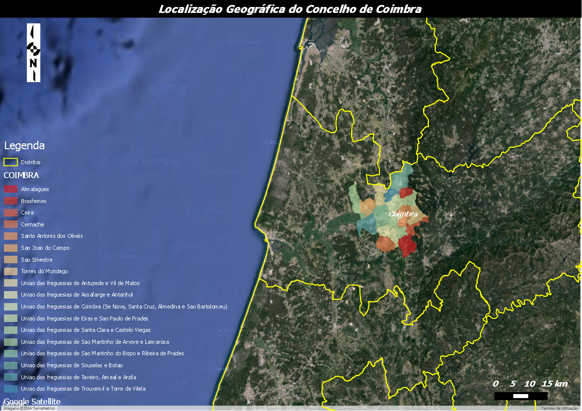 Geografische locatie van de gemeente Coimbra.