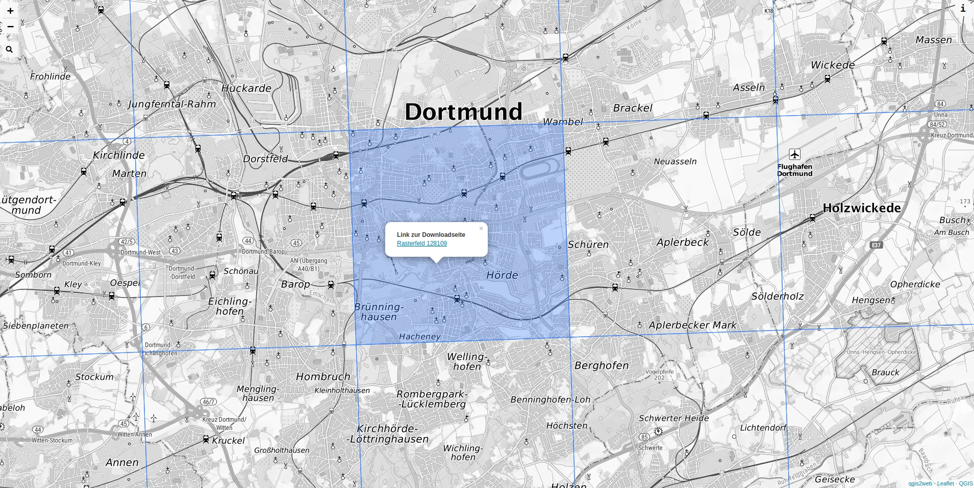 Selection of grid cells via web map