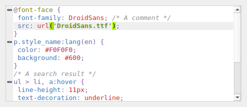 QgsCodeEditorCSS containing sample CSS code