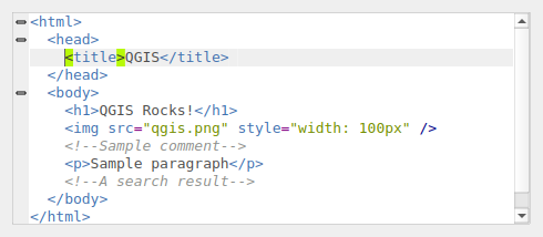 QgsCodeEditorHTML containing sample HTML