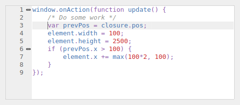 QgsCodeEditorJavascript containing sample JavaScript