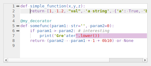 QgsCodeEditorPython containing sample Python