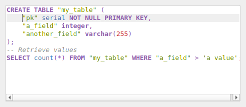 QgsCodeEditorSQL containing sample SQL