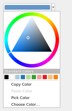 QgsColorButton showing drop down menu