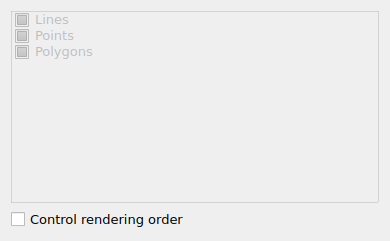 QgsCustomLayerOrderWidget showing default state (no custom layer order)
