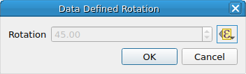 QgsDataDefinedRotationDialog with data-defined rotation enabled