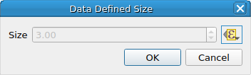 QgsDataDefinedSizeDialog with data-defined size enabled