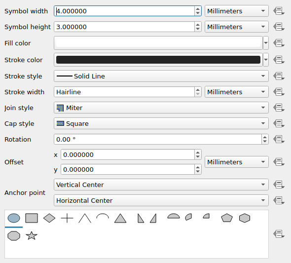 QgsEllipseSymbolLayerWidget in a default state