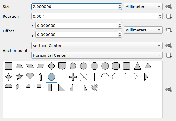 QgsFilledMarkerSymbolLayerWidget in a default state
