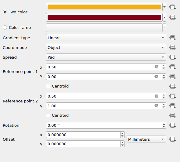QgsGradientFillSymbolLayerWidget in a default state