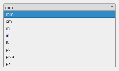 QgsLayoutUnitsComboBox in the expanded state