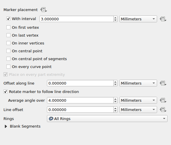 QgsMarkerLineSymbolLayerWidget in a default state