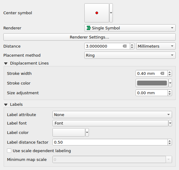 QgsPointDisplacementRendererWidget