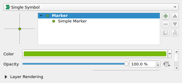 QgsRendererPropertiesDialog showing a QgsSingleSymbolRenderer in an embedded widget mode