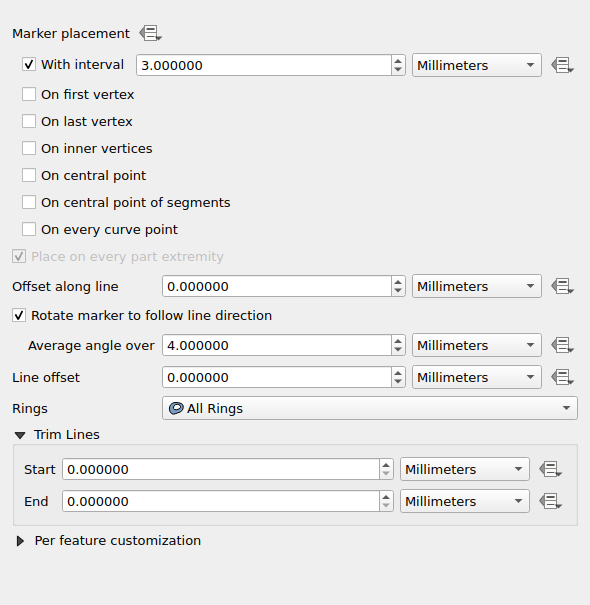 QgsMarkerLineSymbolLayerWidget in a default state