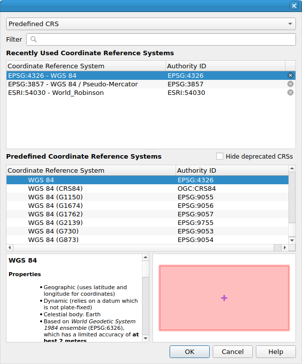QgsProjectionSelectionDialog