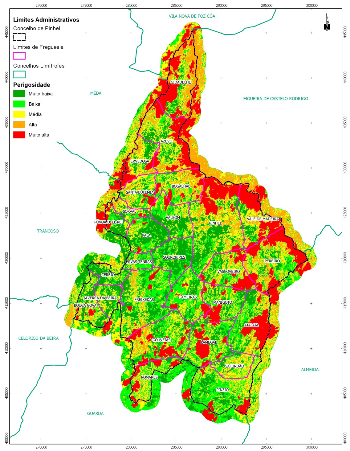 Forest Fire Hazard and Risk Maps of Pinhel